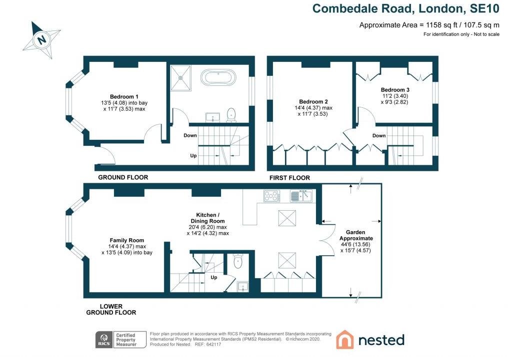 英國物業-3房排屋-Combedale Road-平面圖