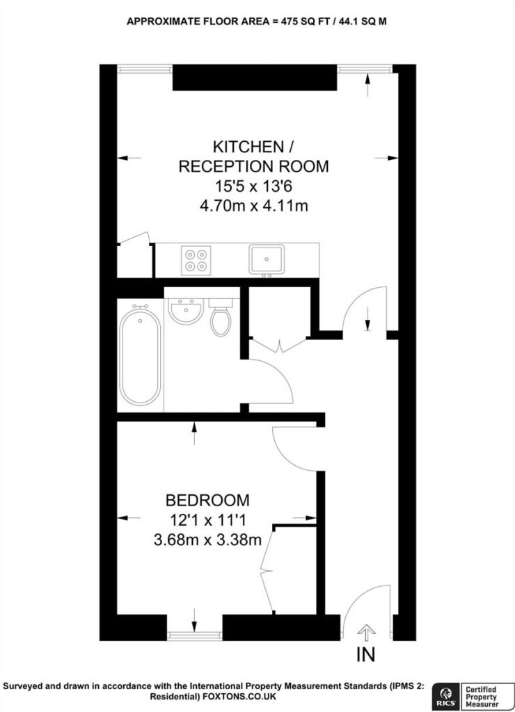 英國樓盤-1房公寓-CITY ROAD-平面圖