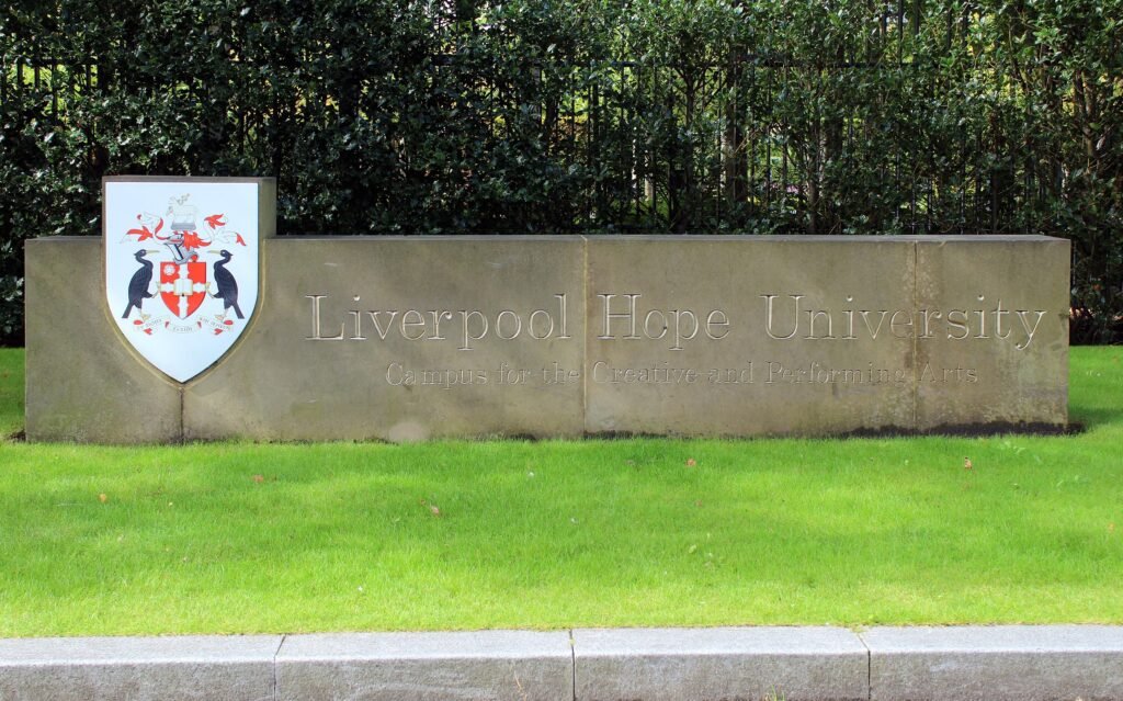 Liverpool Hope University sign Shaw Street